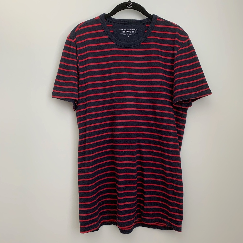 Banana Republic Navy & Red Striped Tee A17
